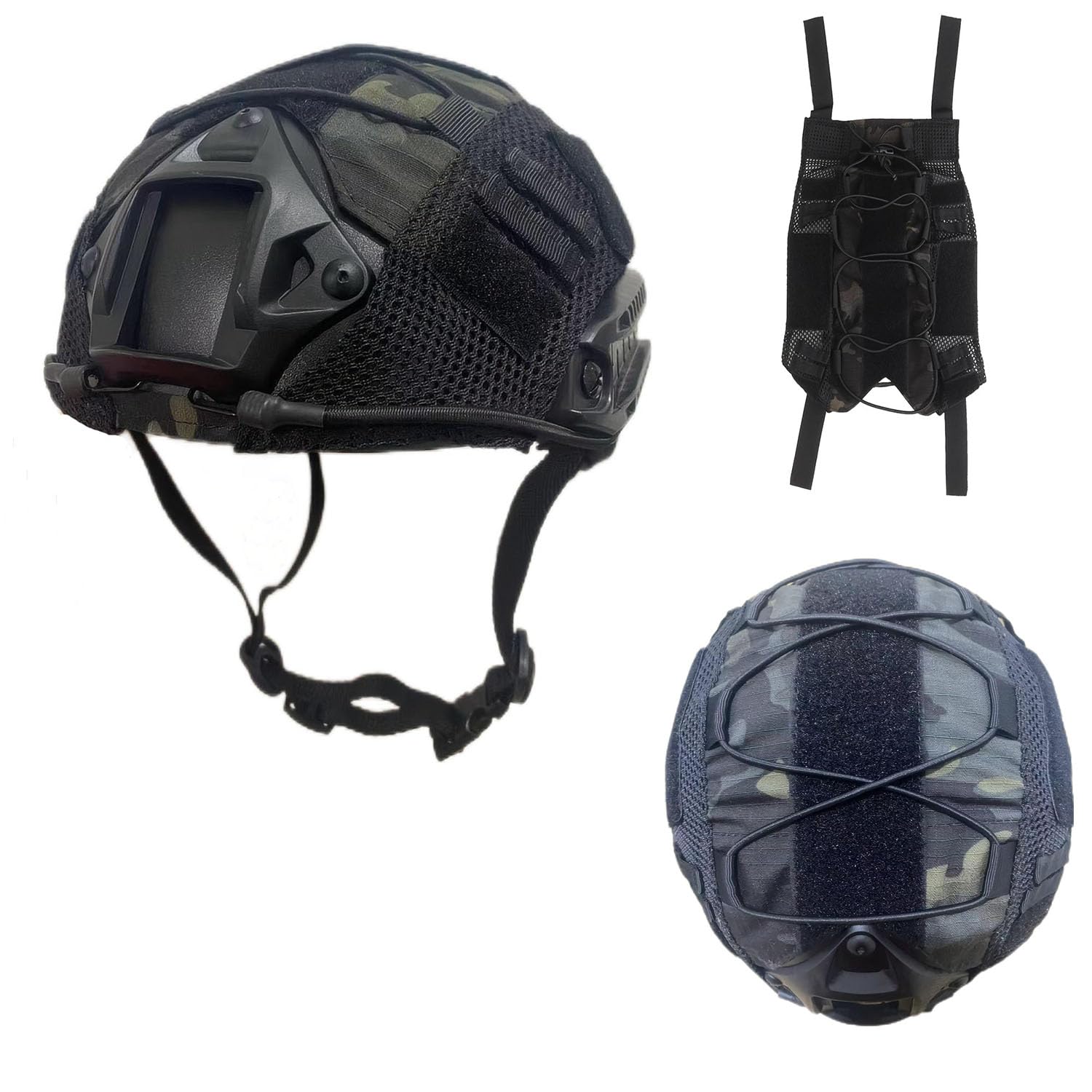 CMAIR4U Airsoft Fast Helmet with Helmet CoverPJ Type Tactical Helmet with Front NVG Mount and Side RailMilitary Tactical Airsoft Gear (BK)