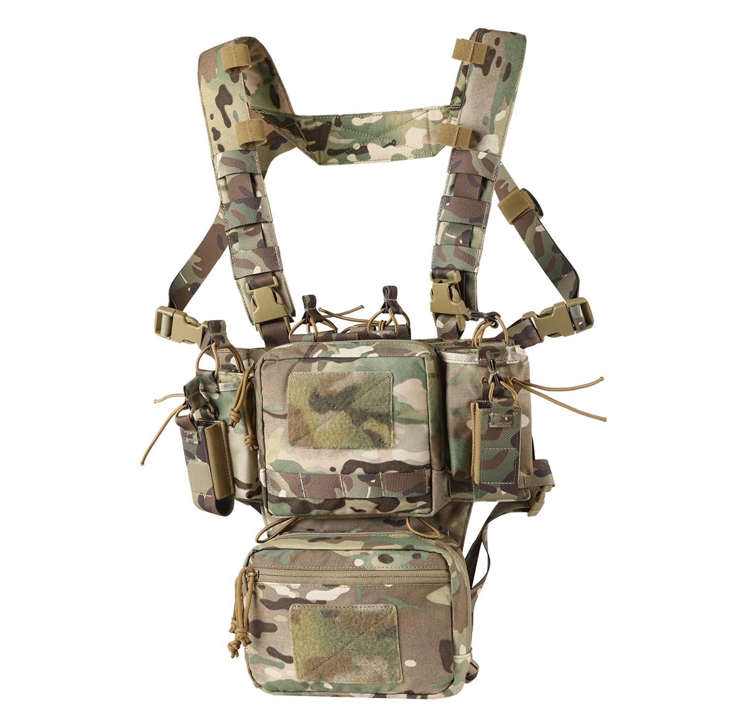 VOTAGOO GEAR Chest Rig-Tactical Chest Rig Adjustable & Detachable Molle Micro Chest Rigs with 5.56/7.62 Magazine Pouch Pistol Pouch