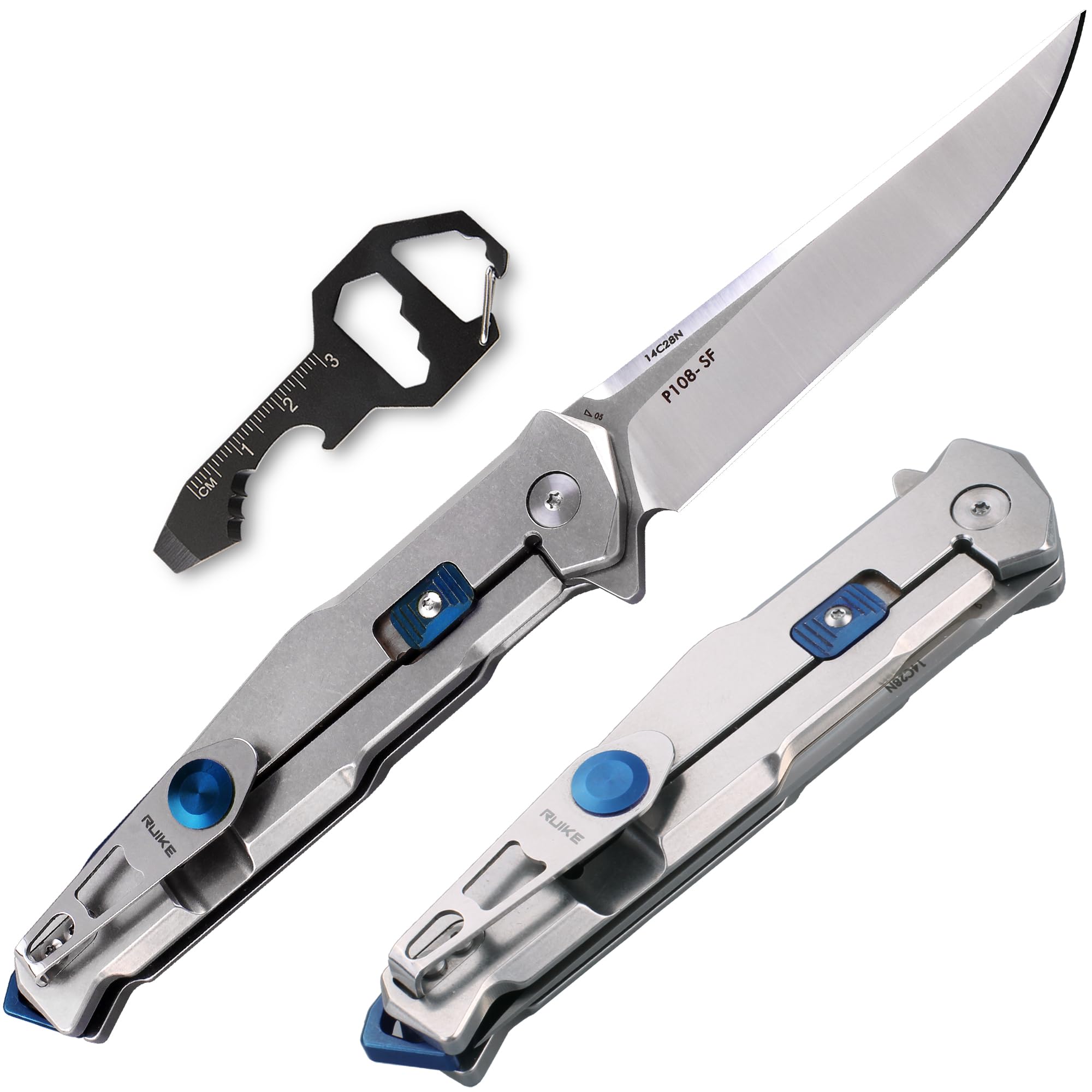 Tactical Folding Pocket Knife for men14C28N Stainless Steel BladeFrame LockG10 HandleEDC Small Camping Knives Belt Clip CarryLightweight Survival Hunting Flipper Microtech Elemental Bushcraft Hiking Sharp Gear Tool Father Dad Gifts Ruike p108