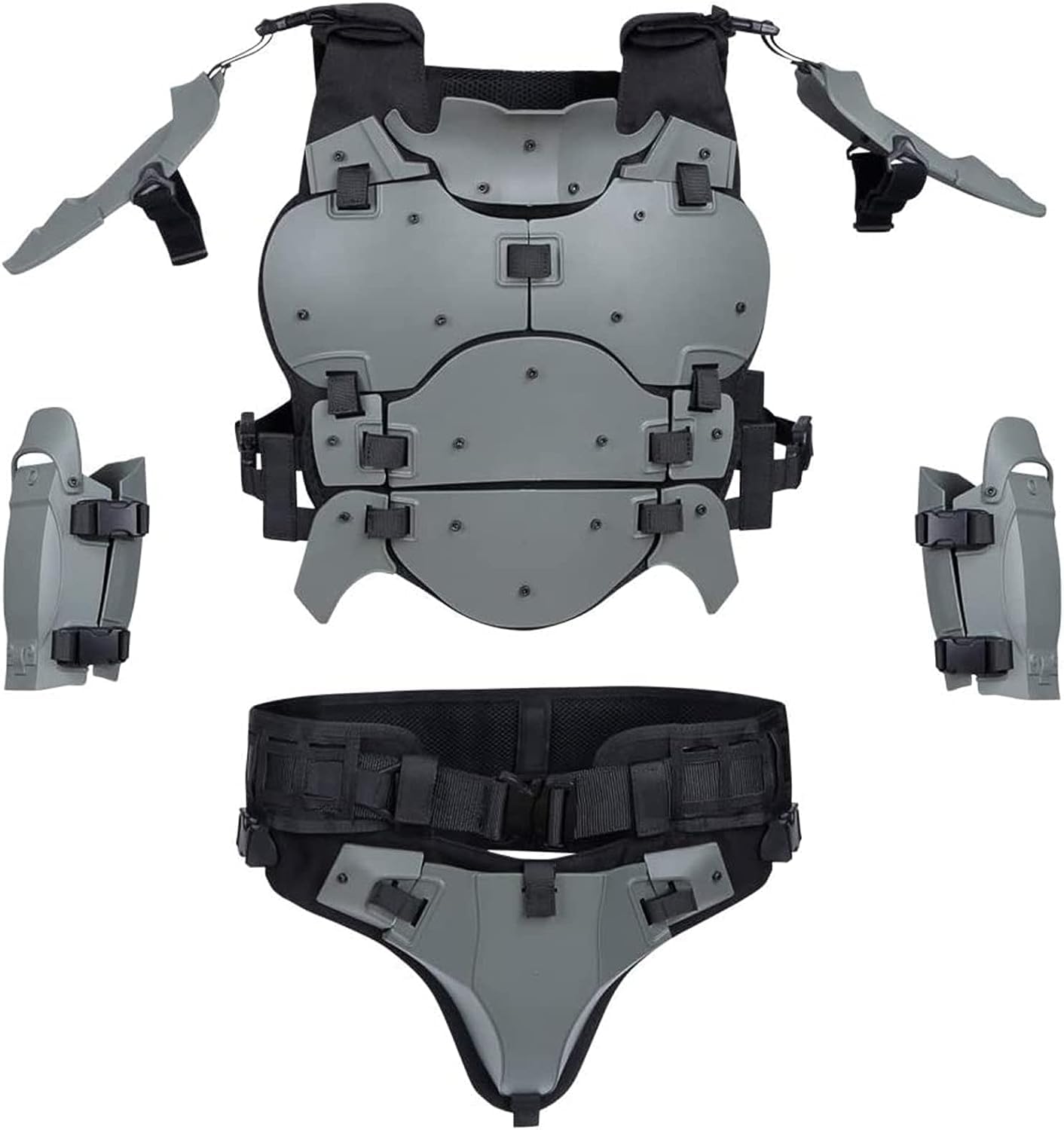 Zhongren Airsoft Vest Armor Cosplay Vests Adjustable Tactical Molle Chest Protector Set Paintball Combat Gear Costumes (Grey)