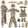 TOYMNI Army Costume for Kids Boys Military Soldier Costume with Tactical Camouflage Vest and Army Toy Accessories Gear Halloween Kids Dress Up Costumes for Boys 4-7 M Size
