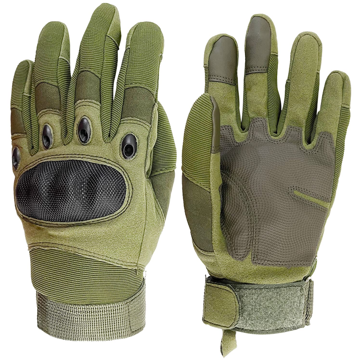 Sutekus Tactical Gloves Hard Knuckle Gloves with Touchscreen Fingers Hand Gear for Hiking Camping Hunting Combat Shooting Cycling Motorcycle (Green Medium)