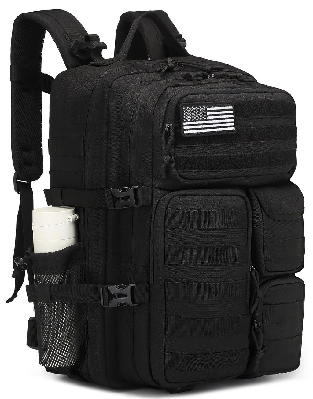 Wotony 45L Tactical Backpack for Men-Military Waterproof Backpack with Multiple Pockets and Tactical Gear for Outdoor Adventures (BLACK 19.5 inch-900D)