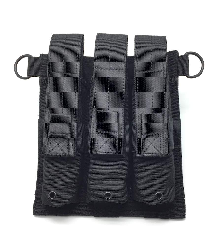 Tactical Hardwear UMP / MP5 SMG Triple Magazine Pouch - Black - Adjustable Anti-Release Flap for Secure Retention - Velcro Attached - Tactical Gear and Accessories