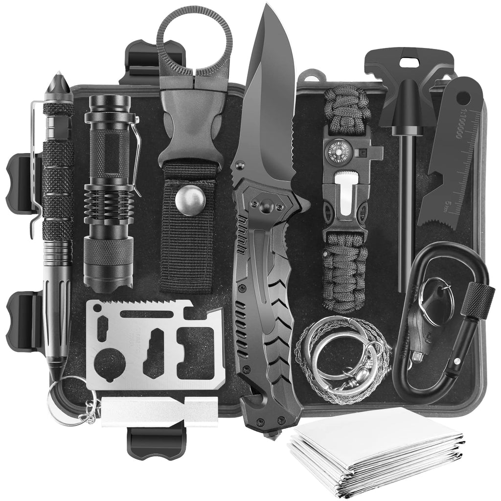 JINAGER Survival Gear Kits Outdoor Survival Gear Tool for Tripwith Fire Starter Whistle Wood Cutter Tactical Pen for Camping Hiking Climbing for Wilderness/Trip/Cars/Hiking/Camping
