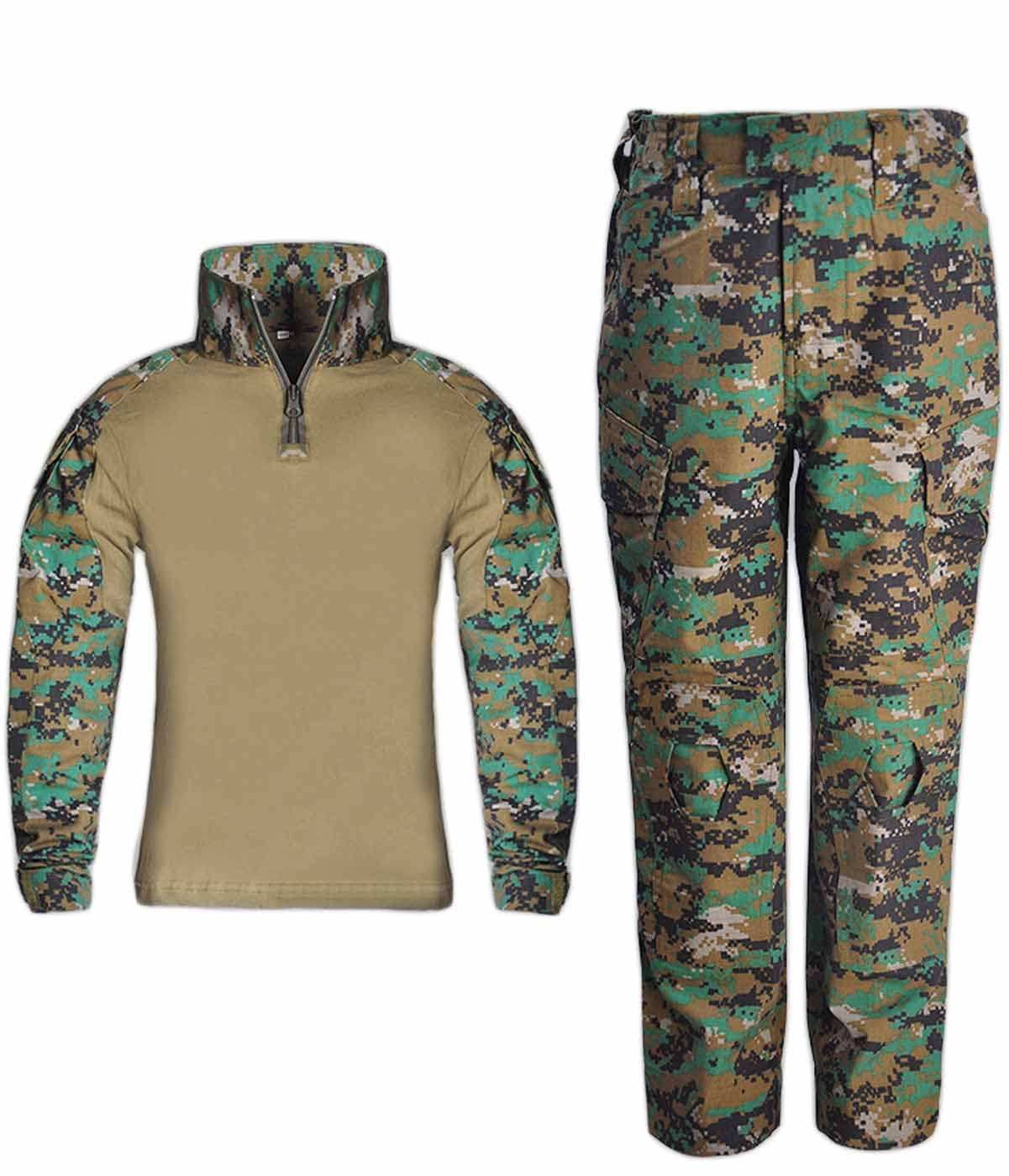 HARGLESMAN Kids Tactical Military Suits Long Sleeve Amry G3 Camouflag Uniforms Quick Dry Combat Shirt and Pants Paintball Apparel Gear Airsoft BDU Clothes Jungle Digital for 5 Yerar